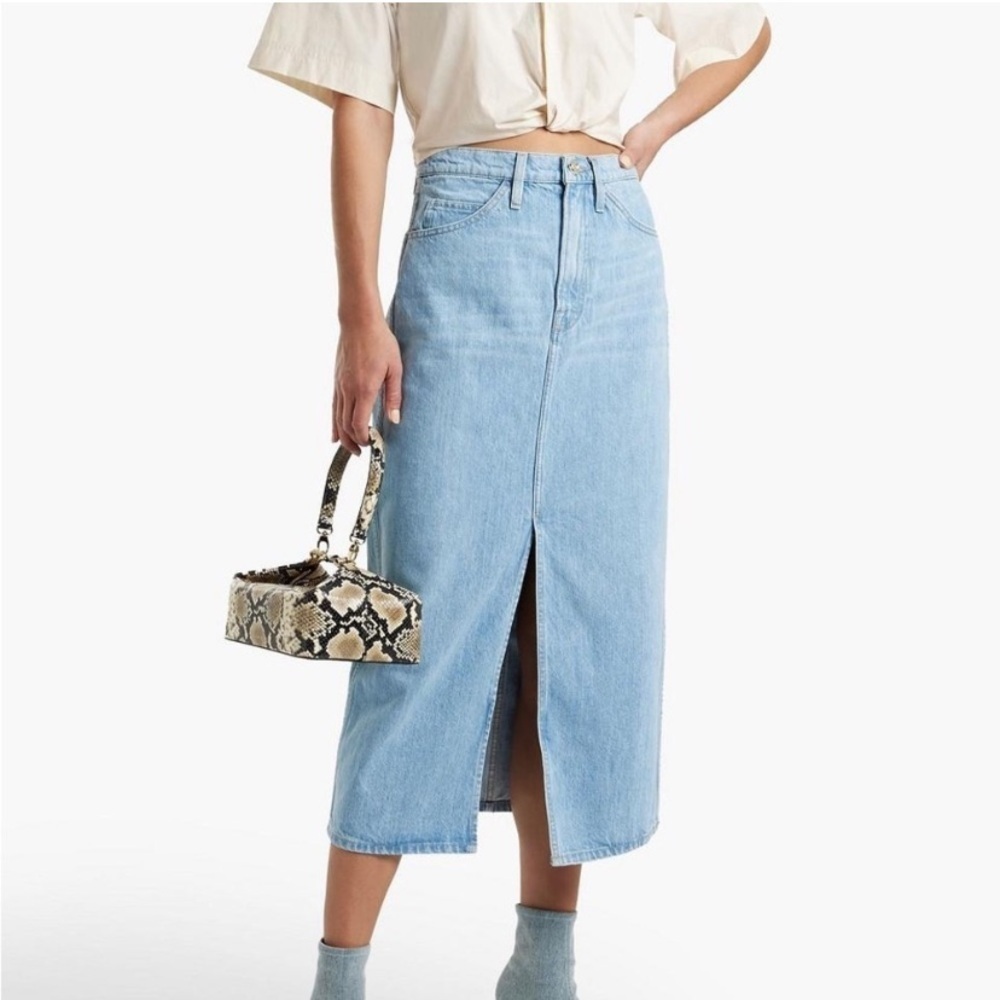 Frame Le italien denim front slit maxi shirt
